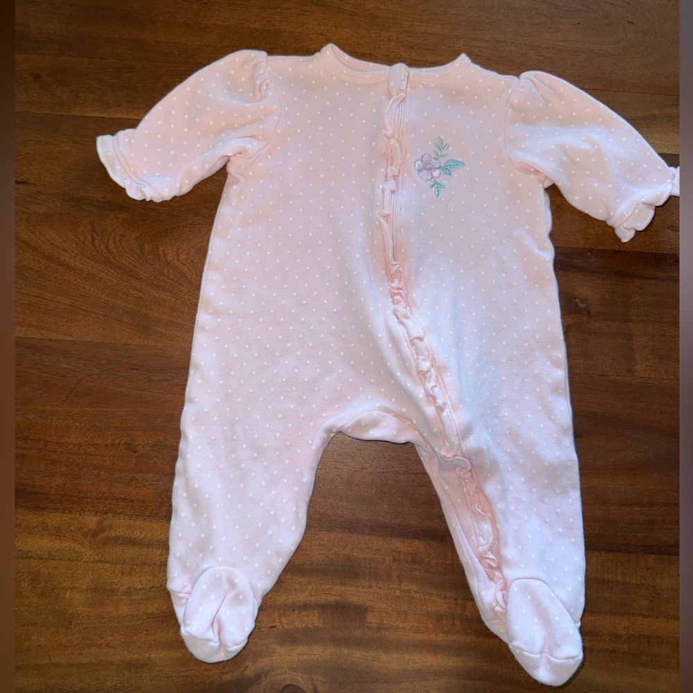 Little‎ Me Light Pink Polka Dot Footie